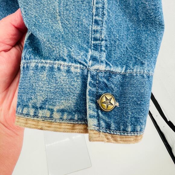Teddi Vintage Blue Denim Embroidered Lakefront Up North Rustic Button Jacket M - Picture 8 of 11